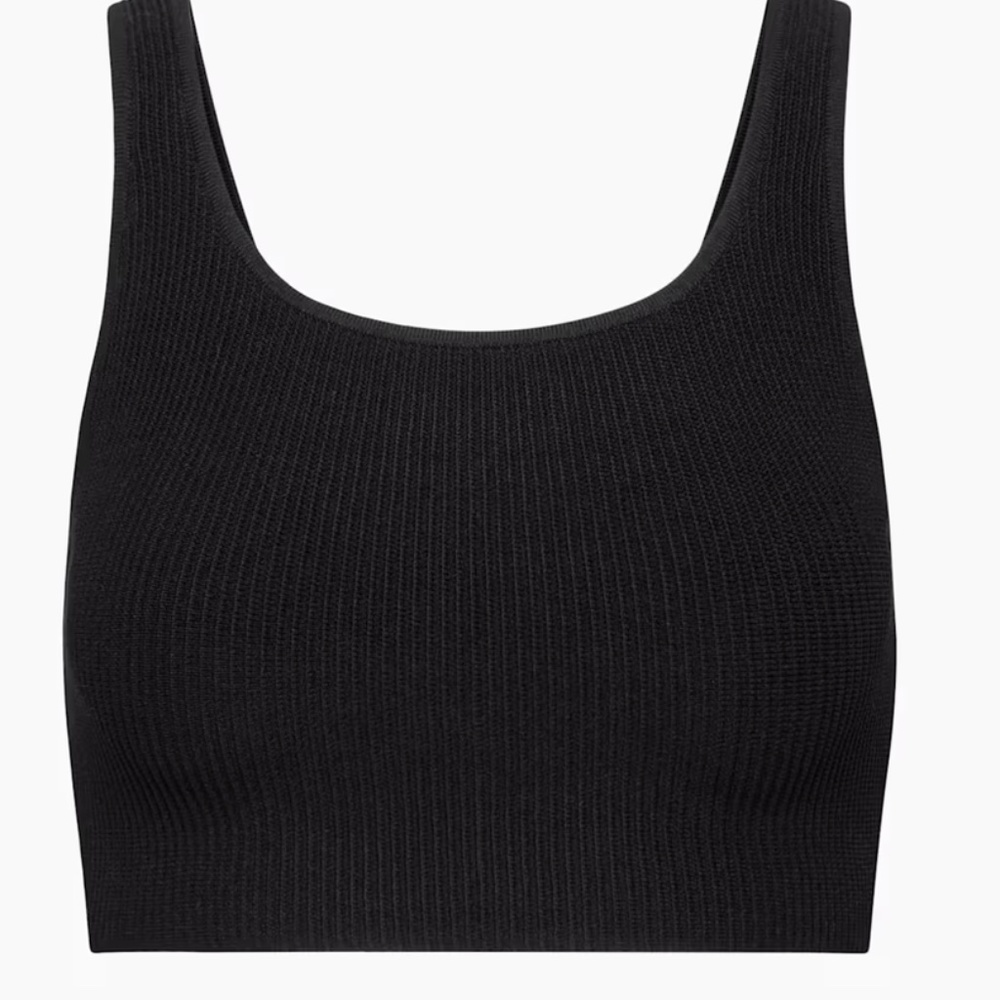 Aritzia Babaton Sculpt Knit Squareneck Cropped Ribbed Tank in Black- size SMALL - Picture 8 of 8